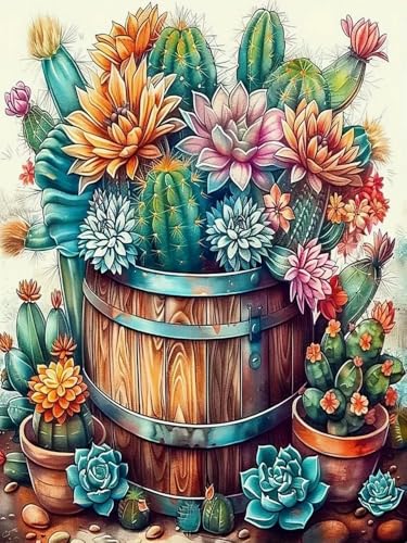 Brennora 11CT Vorgedrucktes Kreuzstich-Set Kaktusblüte für Erwachsene und Anfänger DIY Stickbilder für Wandkunst-Heimdekoration 40x50 cm Brennora 11CT Vorgedrucktes Kreuzstich-Set Kaktusblüte für Erwachsene und Anfänger DIY Stickbilder für Wandkunst-Heimdekoration 40x50 cm von Brennora