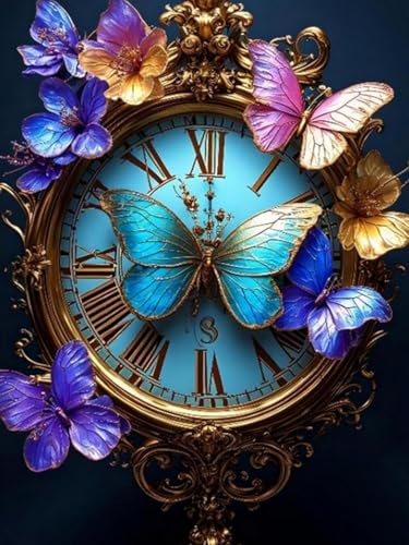 Brennora 11CT Vorgedrucktes Kreuzstich-Set für Erwachsene und Anfänger Uhr Schmetterling DIY Stickbilder für Wandkunst-Heimdekoration 40x50 cm Brennora 11CT Vorgedrucktes Kreuzstich-Set für Erwachsene und Anfänger Uhr Schmetterling DIY Stickbilder für Wandkunst-Heimdekoration 40x50 cm von Brennora