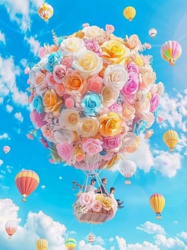 Brennora 5D-Diamant-Malset Blumen-Heißluftballon DIY-Malset für Erwachsene und Kinder Malen nach Zahlen runde Strass-Bastelleinwand für Heimdekoration 40x50 cm Brennora 5D-Diamant-Malset Blumen-Heißluftballon DIY-Malset für Erwachsene und Kinder Malen nach Zahlen runde Strass-Bastelleinwand für Heimdekoration 40x50 cm von Brennora