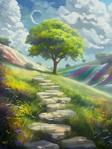 Brennora 5D-Diamant-Malset Grüne Landschaft DIY-Malset für Erwachsene und Kinder Malen nach Zahlen runde Strass-Bastelleinwand für Heimdekoration 40x50 cm Brennora 5D-Diamant-Malset Grüne Landschaft DIY-Malset für Erwachsene und Kinder Malen nach Zahlen runde Strass-Bastelleinwand für Heimdekoration 40x50 cm von Brennora