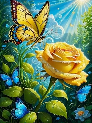 Brennora 5D-Diamant-Malset Schmetterling und Blumen DIY-Malset für Erwachsene und Kinder Malen nach Zahlen runde Strass-Bastelleinwand für Heimdekoration 40x50 cm Brennora 5D-Diamant-Malset Schmetterling und Blumen DIY-Malset für Erwachsene und Kinder Malen nach Zahlen runde Strass-Bastelleinwand für Heimdekoration 40x50 cm von Brennora