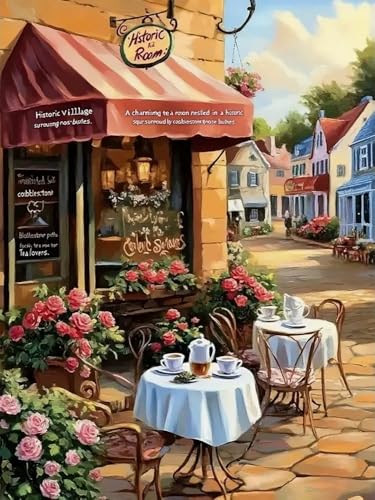 Brennora 5D Diamond Painting Set Café Erwachsene DIY-Mosaik Arts Crystal Strass Kunsthandwerk für Zuhause Wand Dekor 40x50 cm von Brennora