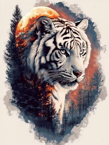 Brennora 5D Diamond Painting Set Dschungeltiger Erwachsene DIY-Mosaik Arts Crystal Strass Kunsthandwerk für Zuhause Wand Dekor 40x50 cm von Brennora