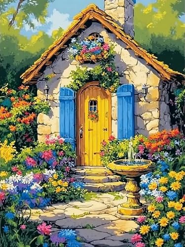 Brennora 5D Diamond Painting Set Erwachsene DIY-Mosaik Arts Crystal Strass Kunsthandwerk für Zuhause Wand Dekor Farbhaus 40x50 cm von Brennora
