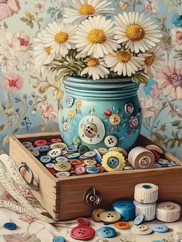 Brennora 5D Diamond Painting Set Kaninchen mit Knöpfen Erwachsene DIY-Mosaik Arts Crystal Strass Kunsthandwerk für Zuhause Wand Dekor 40x50 cm von Brennora