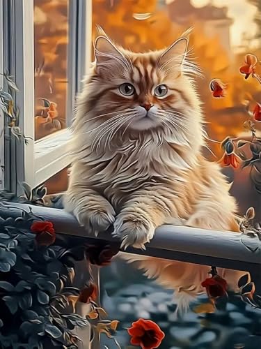 Brennora 5D Diamond Painting Set Katze mit Tieren Erwachsene DIY-Mosaik Arts Crystal Strass Kunsthandwerk für Zuhause Wand Dekor 40x50 cm von Brennora