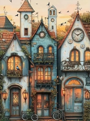 Brennora 5D Diamond Painting Set Märchenhaus Erwachsene DIY-Mosaik Arts Crystal Strass Kunsthandwerk für Zuhause Wand Dekor 40x50 cm von Brennora