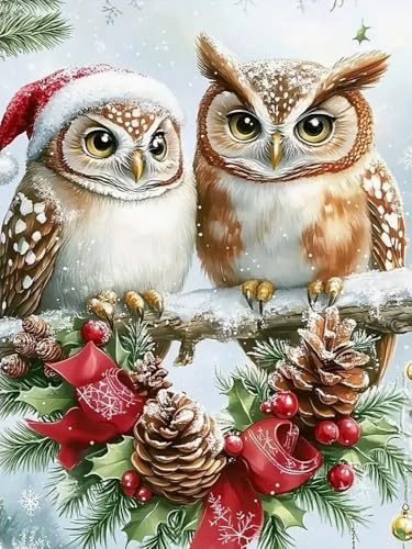 Brennora 5D Diamond Painting Set Weihnachtseule Erwachsene DIY-Mosaik Arts Crystal Strass Kunsthandwerk für Zuhause Wand Dekor 40x50 cm von Brennora