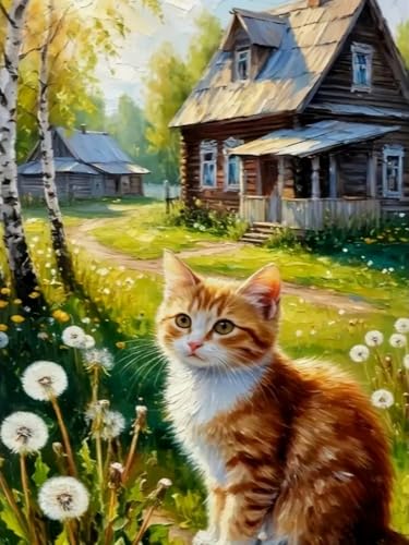 Brennora Vorgedruckt Kreuzstich Set Bauernkatze 11CT Stickerei Leinwand kit DIY Kunst für Anfänger Kinder Heimdekoration 40x50 cm Brennora Vorgedruckt Kreuzstich Set Bauernkatze 11CT Stickerei Leinwand kit DIY Kunst für Anfänger Kinder Heimdekoration 40x50 cm von Brennora