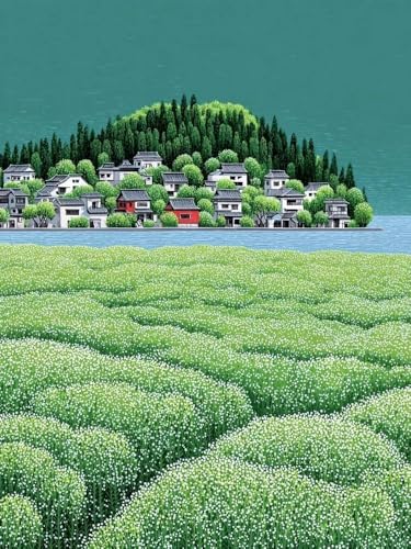 Brennora Vorgedruckt Kreuzstich Set Dorflandschaft 11CT Stickerei Leinwand kit DIY Kunst für Anfänger Kinder Heimdekoration 40x50 cm Brennora Vorgedruckt Kreuzstich Set Dorflandschaft 11CT Stickerei Leinwand kit DIY Kunst für Anfänger Kinder Heimdekoration 40x50 cm von Brennora