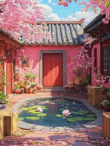 Brennora Vorgedruckt Kreuzstich Set Gartenlandschaft 11CT Stickerei Leinwand kit DIY Kunst für Anfänger Kinder Heimdekoration 40x50 cm von Brennora