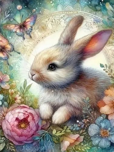 Brennora Vorgedruckt Kreuzstich Set Kaninchen 11CT Stickerei Leinwand kit DIY Kunst für Anfänger Kinder Heimdekoration 40x50 cm Brennora Vorgedruckt Kreuzstich Set Kaninchen 11CT Stickerei Leinwand kit DIY Kunst für Anfänger Kinder Heimdekoration 40x50 cm von Brennora