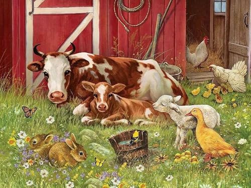 Brennora Vorgedruckt Kreuzstich Set Kuhstall mit Geflügel 11CT Stickerei Leinwand kit DIY Kunst für Anfänger Kinder Heimdekoration 40x50 cm Brennora Vorgedruckt Kreuzstich Set Kuhstall mit Geflügel 11CT Stickerei Leinwand kit DIY Kunst für Anfänger Kinder Heimdekoration 40x50 cm von Brennora