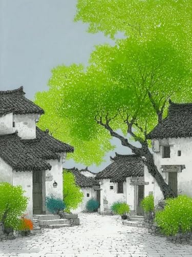 Brennora Vorgedruckt Kreuzstich Set Ländliche Landschaft 11CT Stickerei Leinwand kit DIY Kunst für Anfänger Kinder Heimdekoration 40x50 cm von Brennora