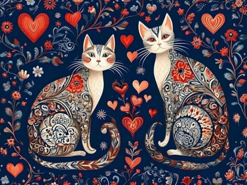 Brennora Vorgedruckt Kreuzstich Set Liebeskatze 11CT Stickerei Leinwand kit DIY Kunst für Anfänger Kinder Heimdekoration 40x50 cm Brennora Vorgedruckt Kreuzstich Set Liebeskatze 11CT Stickerei Leinwand kit DIY Kunst für Anfänger Kinder Heimdekoration 40x50 cm von Brennora