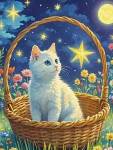 Brennora Vorgedruckt Kreuzstich Set Sternenhimmelkatze 11CT Stickerei Leinwand kit DIY Kunst für Anfänger Kinder Heimdekoration 40x50 cm Brennora Vorgedruckt Kreuzstich Set Sternenhimmelkatze 11CT Stickerei Leinwand kit DIY Kunst für Anfänger Kinder Heimdekoration 40x50 cm von Brennora