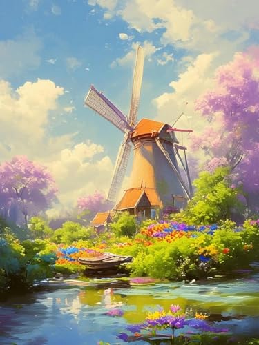 Brennora Vorgedruckt Kreuzstich Set Windmühle 11CT Stickerei Leinwand kit DIY Kunst für Anfänger Kinder Heimdekoration 40x50 cm Brennora Vorgedruckt Kreuzstich Set Windmühle 11CT Stickerei Leinwand kit DIY Kunst für Anfänger Kinder Heimdekoration 40x50 cm von Brennora