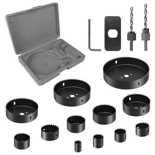 Brevanza 16 PCS Lochsäge 19-127mm, Lochbohrer Set mit Sechskant Schaft und Zentrierenden Metallbohrern, Lochfräser Metall Schwarz Ideal zum Bohren von Weichholz PVC-Platte und Kunststoffplatte Brevanza 16 PCS Lochsäge 19-127mm, Lochbohrer Set mit Sechskant Schaft und Zentrierenden Metallbohrern, Lochfräser Metall Schwarz Ideal zum Bohren von Weichholz PVC-Platte und Kunststoffplatte von Brevanza