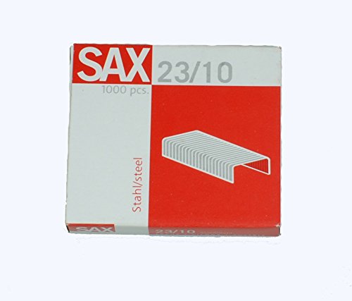 Sax Stahlklammern 23/10, 1000 Stk pro Packung, Silber oder Grau, Max. Kapazität 70, Verpackungseinheit 10.000 Stk Sax Stahlklammern 23/10, 1000 Stk pro Packung, Silber oder Grau, Max. Kapazität 70, Verpackungseinheit 10.000 Stk von Sax