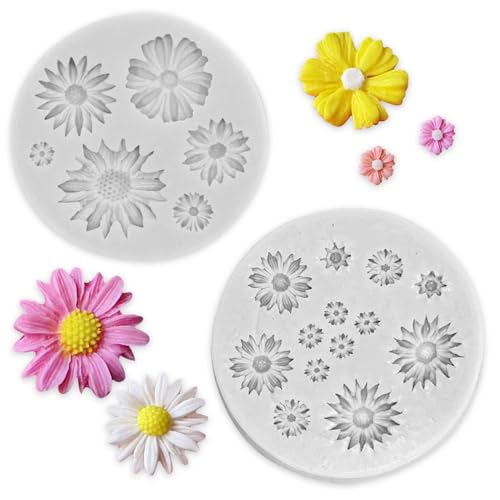 2 Stück Silikonform Blumen, Silikonformen Gießformen Sommer, Daisy Flower Silikon Backform für Fondant, Schokolade, Candy, Gummipaste, Polymer Ton, Blumen Silikonformen Gießformen DIY Backen Dekor 2 Stück Silikonform Blumen, Silikonformen Gießformen Sommer, Daisy Flower Silikon Backform für Fondant, Schokolade, Candy, Gummipaste, Polymer Ton, Blumen Silikonformen Gießformen DIY Backen Dekor von Brewlix