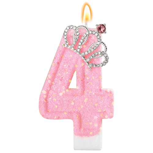 Geburtstag Zahl Kerze 4, Rosa Kerze 4 Geburtstag Mädchen, 3D Geburtstagskerzen Tortendeko, Jubiläen Geburtstagskerzen Zahlen, Zahlenkerze für Party, Hochzeiten Geburtstag Zahl Kerze 4, Rosa Kerze 4 Geburtstag Mädchen, 3D Geburtstagskerzen Tortendeko, Jubiläen Geburtstagskerzen Zahlen, Zahlenkerze für Party, Hochzeiten von Brewlix