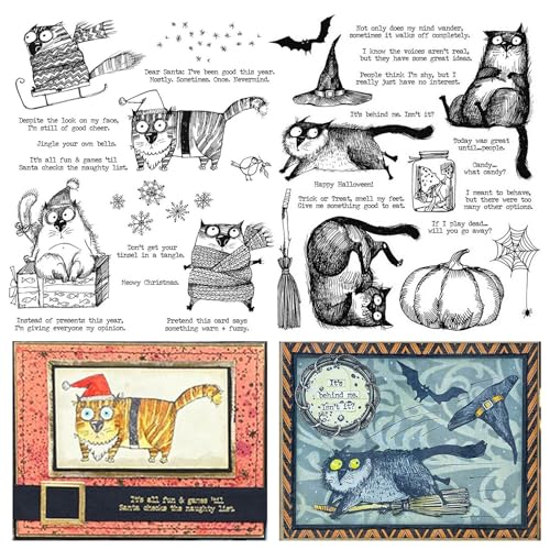 2 Stück Halloween Katze Süße Winter Kürbis Magie Weihnachten Jubel Durchsichtige Stempel Siegel für DIY Scrapbooking Prägung Handwerk Kartenherstellung Prägen Geschenkkarte Papieralbum Silikonstempel 2 Stück Halloween Katze Süße Winter Kürbis Magie Weihnachten Jubel Durchsichtige Stempel Siegel für DIY Scrapbooking Prägung Handwerk Kartenherstellung Prägen Geschenkkarte Papieralbum Silikonstempel von Briartw