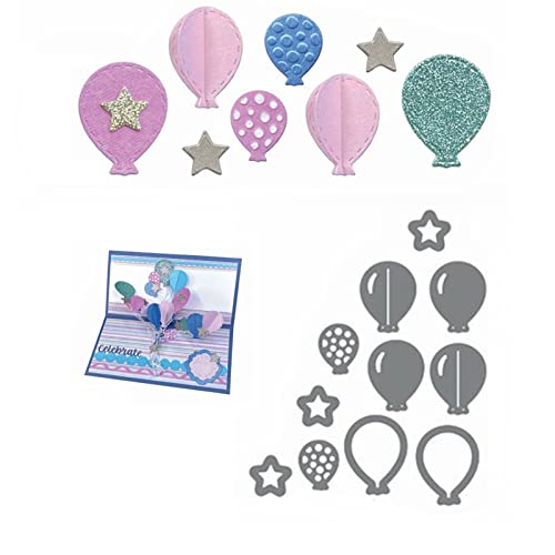 Briartw 11 Stück Luftballons feiern Happy Birthday Sterne Metall Stanzformen Set DIY Scrapbooking Prägeschablonen Kartenherstellung, Album, Stanzformen DIY Papier Grußkarten von Briartw