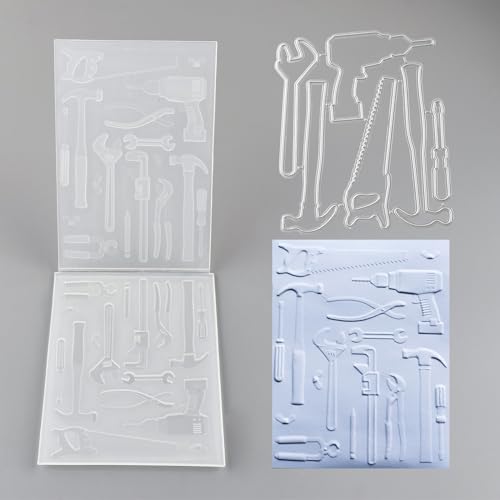 Briartw 3D-Prägeschablone und passende Stanzformen für Kartenherstellung, klare Kunststoff-Textur, verblasst Prägeschablone für Scrapbooking und andere Papierbastelalben, Briefmarken, DIY-Dekoration von Briartw