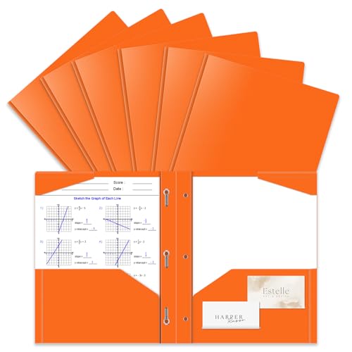 Briartw 6er-Pack orangefarbene Taschenordner mit Brads, Briefgröße, hell und lustig für Studentenorganisation, Grundschule, Heimschule, kreative Aufgaben Briartw 6er-Pack orangefarbene Taschenordner mit Brads, Briefgröße, hell und lustig für Studentenorganisation, Grundschule, Heimschule, kreative Aufgaben von Briartw