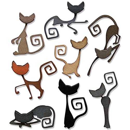 Briartw 8 Stück Katzen Lockiger Schwanz Halloween Dekoration Metall Stanzformen Set DIY Scrapbooking Prägeschablonen Kartenherstellung Album Fotos Dekoration Stanzschablone DIY Papier Grußkarten von Briartw