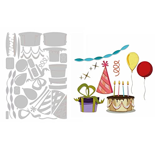 Briartw Happy Birthday Ballon, Geschenk, Kuchen, Band, Metall-Stanzformen-Set, DIY, Scrapbooking, Prägeschablonen, Kartenherstellung, Alben, Stanzformen zum Selbermachen, Papier, Grußkarten Briartw Happy Birthday Ballon, Geschenk, Kuchen, Band, Metall-Stanzformen-Set, DIY, Scrapbooking, Prägeschablonen, Kartenherstellung, Alben, Stanzformen zum Selbermachen, Papier, Grußkarten von Briartw
