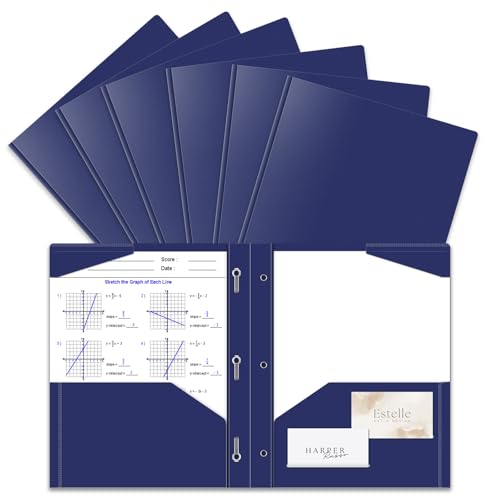 Briartw Robuste Kunststoff-Taschenordner mit Zinken, 3-Ring-Briefgröße, 2 Taschen und 2 Kartenfächern, für professionelles Büro, Business, Uni, Marineblau, 6 Stück Briartw Robuste Kunststoff-Taschenordner mit Zinken, 3-Ring-Briefgröße, 2 Taschen und 2 Kartenfächern, für professionelles Büro, Business, Uni, Marineblau, 6 Stück von Briartw