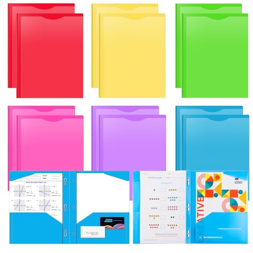 Briartw Strapazierfähige Kunststoff-Taschenmappe mit Zinken für Briefpapier, 12 Farben, Aktenordner mit transparenter Vordertasche, 2 Taschen und 3 Zinken, sowie 2 Kartenfächer, Taschenordner Briartw Strapazierfähige Kunststoff-Taschenmappe mit Zinken für Briefpapier, 12 Farben, Aktenordner mit transparenter Vordertasche, 2 Taschen und 3 Zinken, sowie 2 Kartenfächer, Taschenordner von Briartw