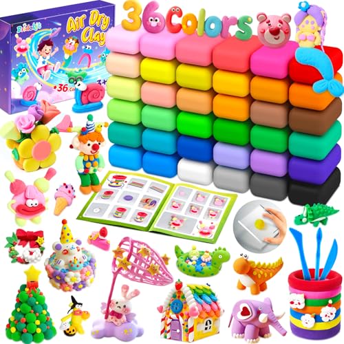 Bridokit Modelliermasse Lufttrocknend, 36 Farben Lufttrocknende Magische Knete für Kinder mit Pressplatte, knete zubehör und Anleitungsheft, Kunsthandwerk Geschenk für Kinder im Alter von 3-12 Jahren Bridokit Modelliermasse Lufttrocknend, 36 Farben Lufttrocknende Magische Knete für Kinder mit Pressplatte, knete zubehör und Anleitungsheft, Kunsthandwerk Geschenk für Kinder im Alter von 3-12 Jahren von Bridokit