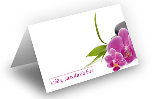 50 Tischkarten (Orchideen zartrosa) UV-Lack glänzend - für Hochzeit, Geburtstag, Taufe, Kommunion, Firmung, Jubiläum als liebevolle Tischdekoration!Format 8,5 x 11,2 cm von Briefumschläge24Plus