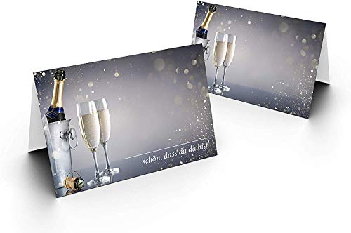 75 Tischkarten (Sektflasche) UV-Lack glänzend - für Hochzeit, Geburtstag, Jubiläum. als Tischdekoration ! Format 8,5 x 11,2 cm / 850 mm x 1120 mm von Briefumschläge24Plus