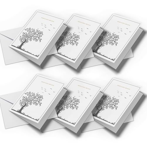 Beileidskarte/Kondolenzkarte für Beerdigung, Trauerfall, Anteilnahme | Set 6x Klappkarten und passende Umschläge mit Motiv "Baum" (Baum - 6 Stück) von Briefzauber
