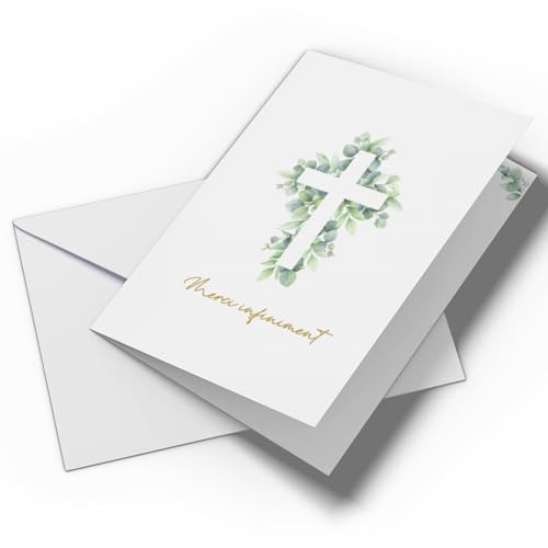 Briefzauber 10 Danksagungskarten mit Umschlägen | Danksagungskarten für Hochzeit, Kommunion, Taufe etc. | Set mit 10 Klappkarten mit oder ohne Text (Kreuz - ohne Text) von Briefzauber