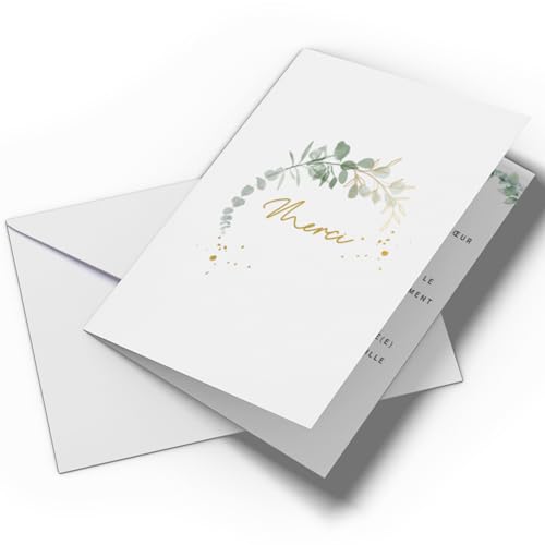 Briefzauber 10 Danksagungskarten mit Umschlägen | Danksagungskarten für Hochzeit, Kommunion, Taufe uvm. | Set mit 10 Klappkarten mit oder ohne Text (Kreis - mit Text) von Briefzauber