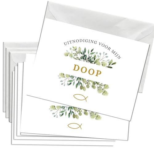 Briefzauber 12x uitnodigingskaarten met 12x enveloppen | Communie, Verjaardag, Doop, Huwelijk | Din A6 set met invulhulp | Verschillende ontwerpen (Doop - Bloemig) von Briefzauber