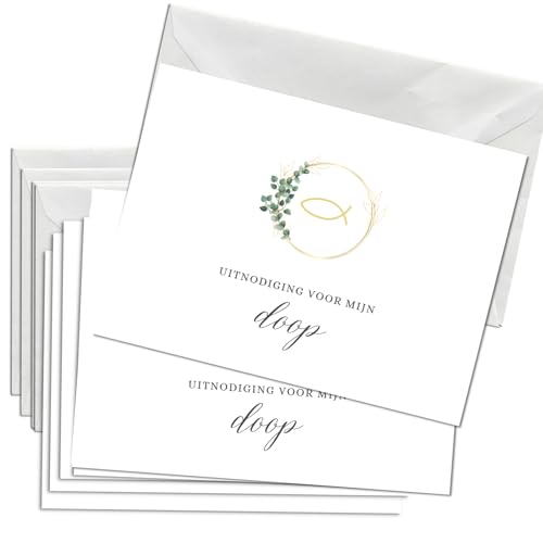 Briefzauber 12x uitnodigingskaarten met 12x enveloppen | Communie, Verjaardag, Doop, Huwelijk | Din A6 set met invulhulp | Verschillende ontwerpen (Doop - Minimalistisch) von Briefzauber