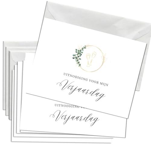 Briefzauber 12x verjaardagskaart uitnodiging met 12x enveloppen | Set van A6 uitnodigingskaarten voor verjaardag met invulhulp achterzijde (Verjaardag - Minimalistisch) von Briefzauber
