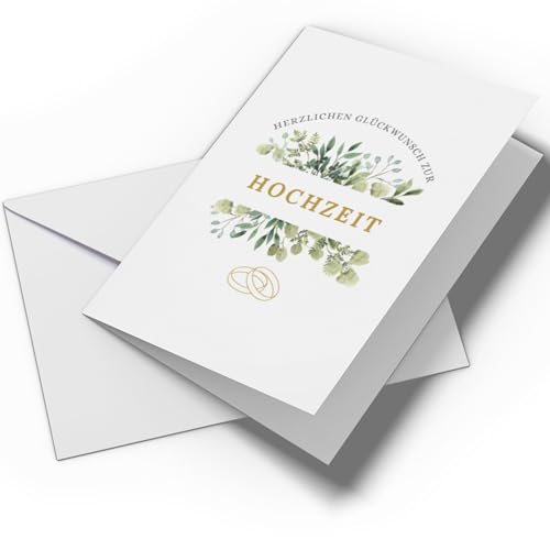 Glückwunschkarte Hochzeit/Trauung/Ehe | Set aus A6 Klappkarte und Umschlag | Karte Hochzeit, Hochzeitskarte, Glückwünsche Hochzeit | (Variante: Hochzeit - Blumig) von Briefzauber