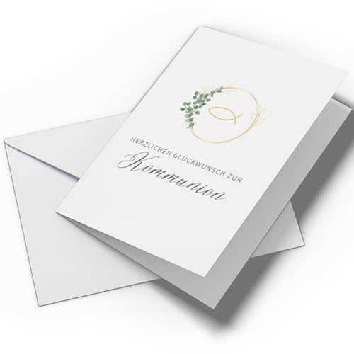 Glückwunschkarte Kommunion | Set aus Din-A6 Klappkarte und Umschlag | Erstkommunion Karte, Kommunionkarten Glückwunsch (Variante: Kommunion Karte - Minimalistisch) von Briefzauber