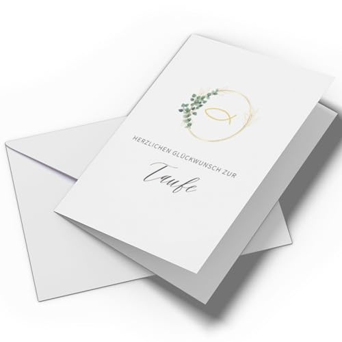 Glückwunschkarte Taufe | Set aus A6 Klappkarte und Umschlag | Taufkarte, Taufe Glückwunsch (Variante: Taufe - Minimalistisch) von Briefzauber