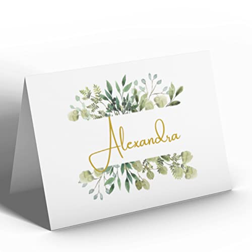 Tischkarten Hochzeit, Geburtstag, Taufe, Feier | 25 Sitzplatzkarten Blanko (A8-Format) | Mordernes, minimalistisches Design (Blumig, 25 Stück) von Briefzauber