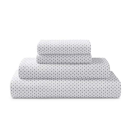 Brielle Home Jersey-Strick-Baumwoll-Bettlaken-Set – atmungsaktiv, weich, T-Shirt-Stoff – Polka Dot Navy, Queensize-Bett von Brielle Home