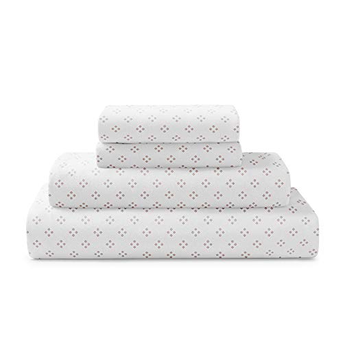 Brielle Home Jersey-Strick-Baumwoll-Bettlaken-Set – atmungsaktiv, weich, T-Shirt-Stoff – Vier-Punkt-Rouge, Queensize-Bett von Brielle Home