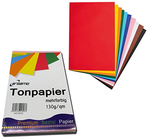 Brigamo Premium 200 Blatt Tonpapier Bastelpapier A4 Farbig Sortiert 130 g/qm von Brigamo