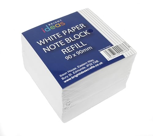 Bright Ideas White Paper Note Block Refill, White, 9cm x 9cm Sheet Cube Note Box with White Sheets, Memo Block and Dispenser Message Pad & Small Writing Paper for School Office Home Bright Ideas White Paper Note Block Refill, White, 9cm x 9cm Sheet Cube Note Box with White Sheets, Memo Block and Dispenser Message Pad & Small Writing Paper for School Office Home von Bright Ideas